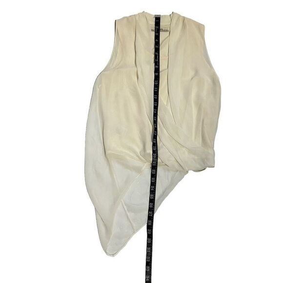 All Saints Draped Silk Top White Abi Sz Small 2 Layered Wrap Effect - Picture 9 of 15